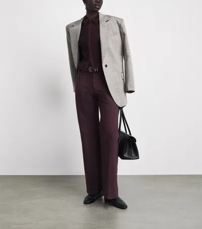 Victoria Beckham Alina High Waist Wide Leg Jeans In Burgundy