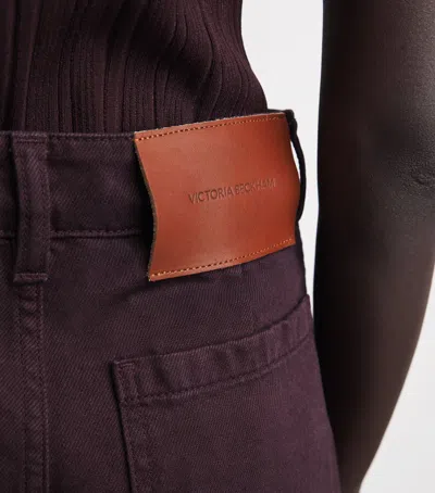 Victoria Beckham Alina High Waist Wide Leg Jeans In Burgundy