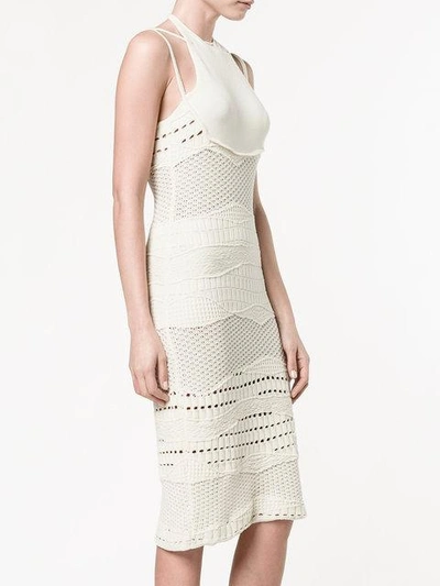 Shop Esteban Cortazar Crochet Knitted Dress In Neutrals