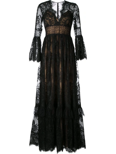 Zuhair Murad Lace Flared Gown In Black