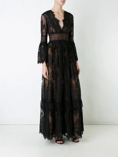 Zuhair Murad Lace Flared Gown In Black | ModeSens