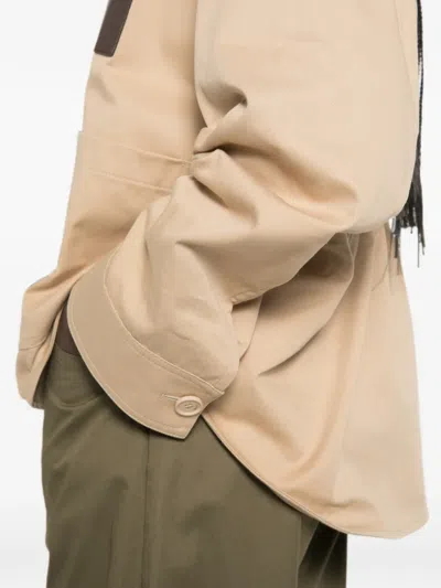 Loewe Leather-patch Drawstring Jacket In Neutral