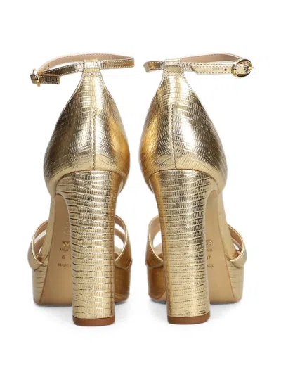 Werner Lizard-effect Platform Sandals In Gold