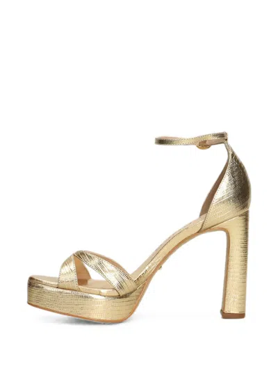Werner Lizard-effect Platform Sandals In Gold