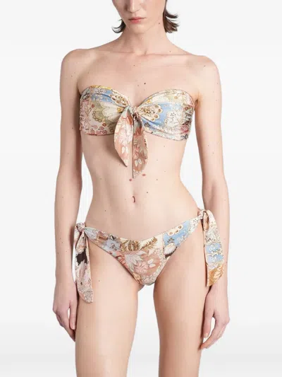 Zimmermann Patchwork-print Bikini Top In Multi