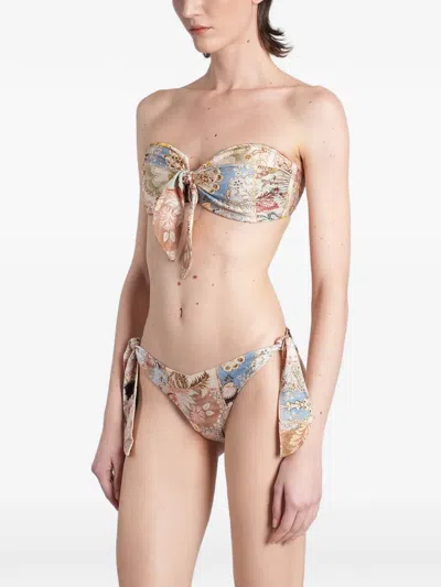 Zimmermann Patchwork-print Bikini Top In Multi