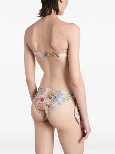 Zimmermann Patchwork-print Bikini Top In Multi