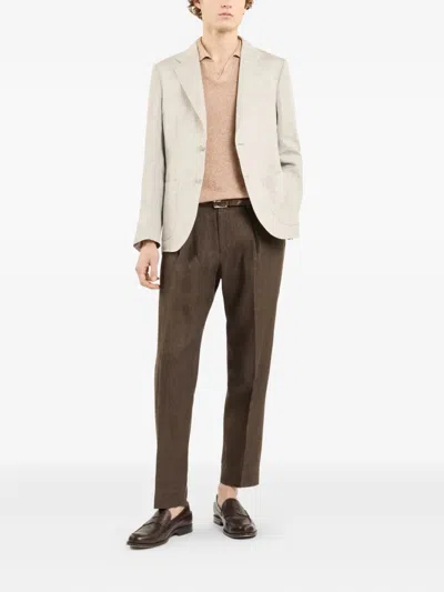 Fay Linen Patch-pocket Jacket In Neutral
