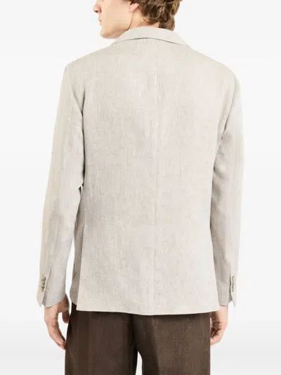 Fay Linen Patch-pocket Jacket In Neutral