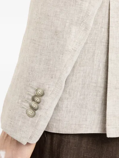 Fay Linen Patch-pocket Jacket In Neutral