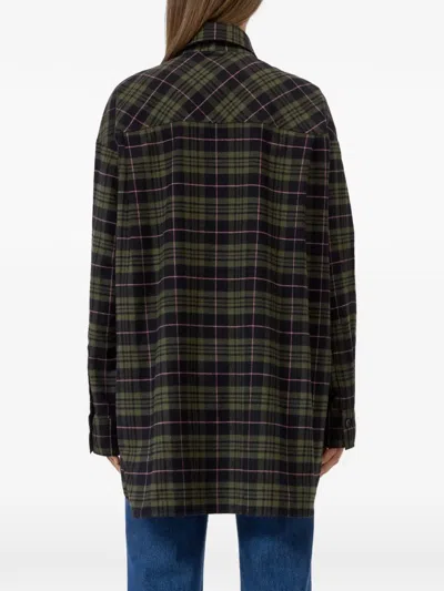 Closed Check-pattern Oversized Shirt In Brown
