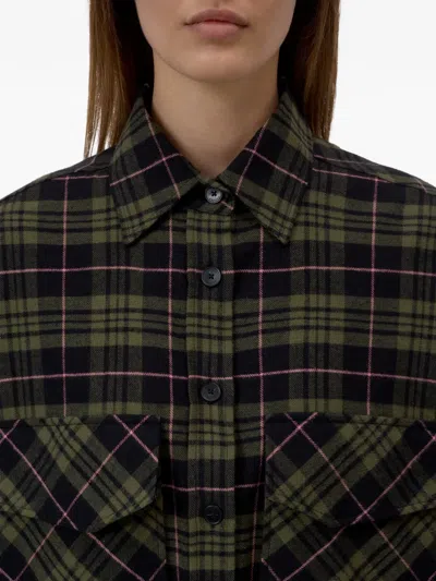 Closed Check-pattern Oversized Shirt In Brown