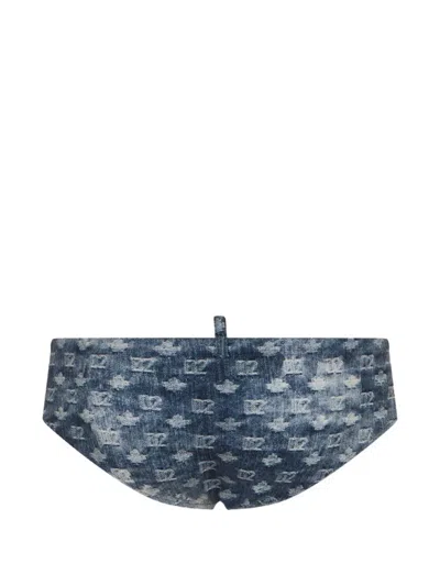 Dsquared2 Monogram Swim Briefs In Blue