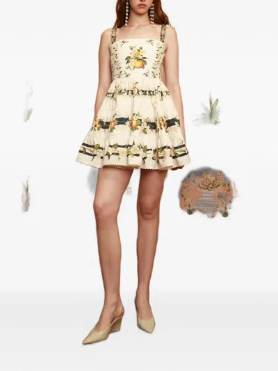 Agua By Agua Bendita Lima Valle Floral-print Tiered Mini Dress In Multi