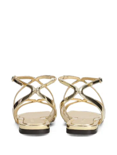 Jimmy Choo Ayla Metallic Leather Flat Sandals In Gold