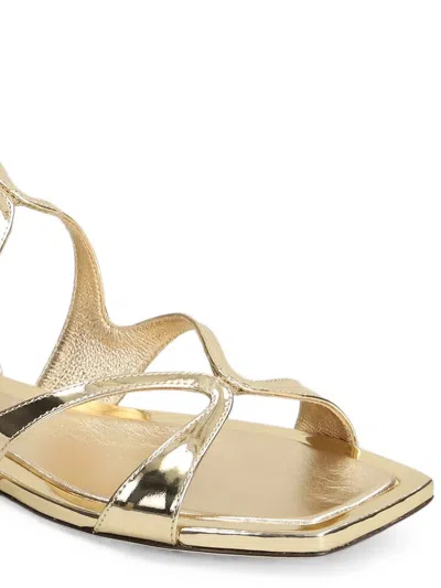 Jimmy Choo Ayla Metallic Leather Flat Sandals In Gold