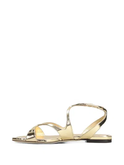 Jimmy Choo Ayla Metallic Leather Flat Sandals In Gold