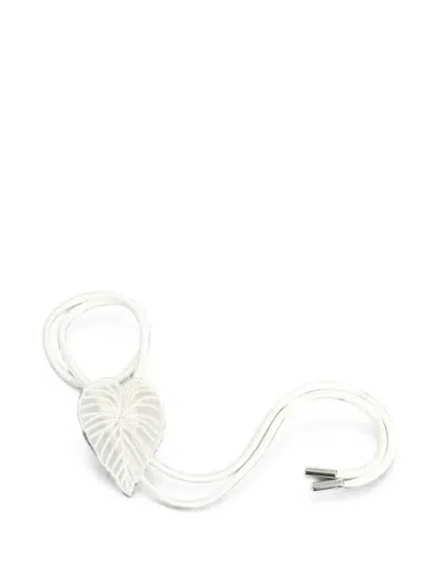 David Koma Leaf-patch Cord Bracelet In Silver
