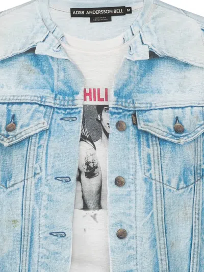 Andersson Bell Denim-print T-shirt In Blue
