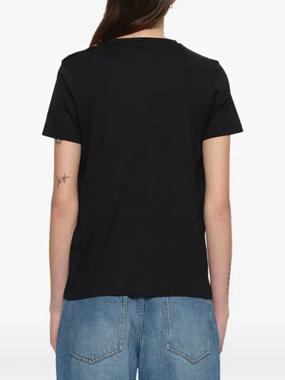 Balmain Embossed-buttons Logo-print T-shirt In Black