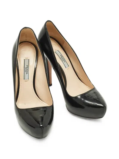 Pre-owned Prada Leather Platform Pumps In Black