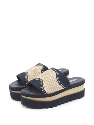Pre-owned Stella Mccartney Mesh-panel Platform Sandals In Neutral