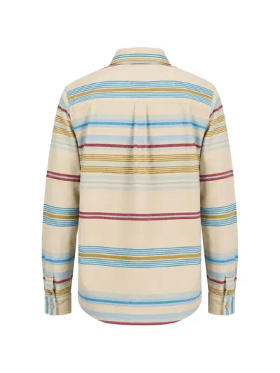 Revolution Now Striped Button-up Overshirt In Neutral