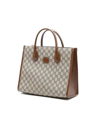 Gucci Gg Supreme Tote Bag In Brown