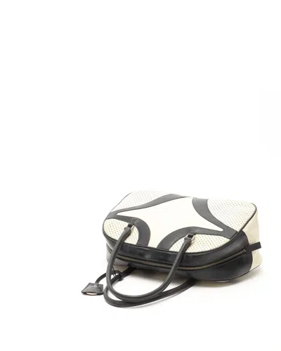 Prada Perforated Bowling Bag In Black