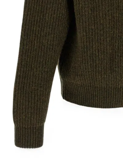 Jil Sander Green Half Zip Sweaters In Green