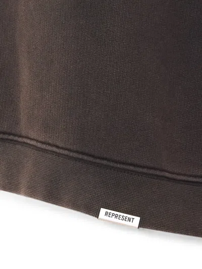 Represent Logo-embroidered Sweatshirt In Brown