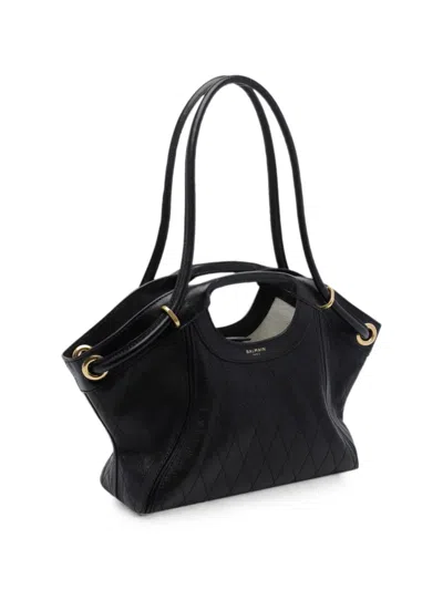 Balmain Quilted Medium Shoulder Bag In Black
