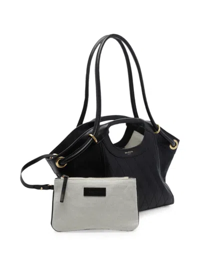 Balmain Quilted Medium Shoulder Bag In Black