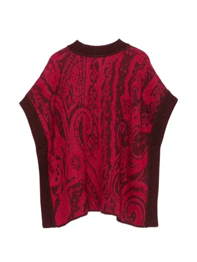 Etro Paisley-pattern Poncho In Red