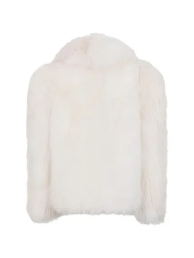 Dsquared2 Long-haired Shearling Coat In White