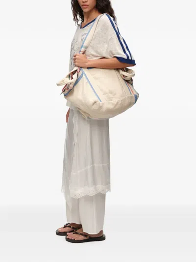 Bimba Y Lola Maxi Check-pattern Tote Bag In Neutral