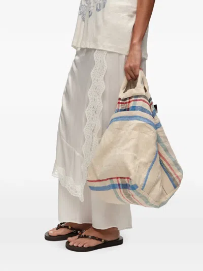 Bimba Y Lola Maxi Check-pattern Tote Bag In Neutral