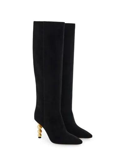 Ferragamo Spherical-heel Boots In Black