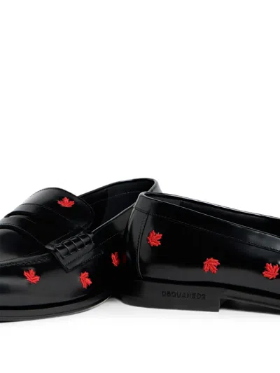 Dsquared2 Maple-leaf Loafers In Black