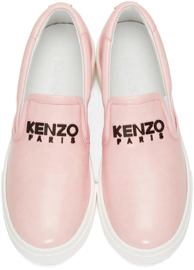 Shop Kenzo Pink Faux-leather Sneakers