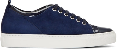 Lanvin 20mm Suede & Leather Sneakers, Navy In Eavy Llue
