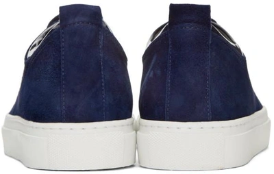 Shop Lanvin Navy Suede Sneakers