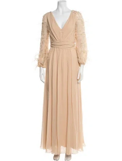 Pre-owned Max Mara Silk Long Dress W/ Tags In Neutral
