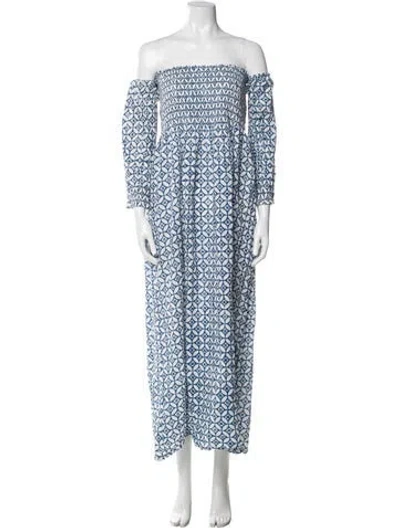 Pre-owned Alix Of Bohemia Printed Long Dress In Blue