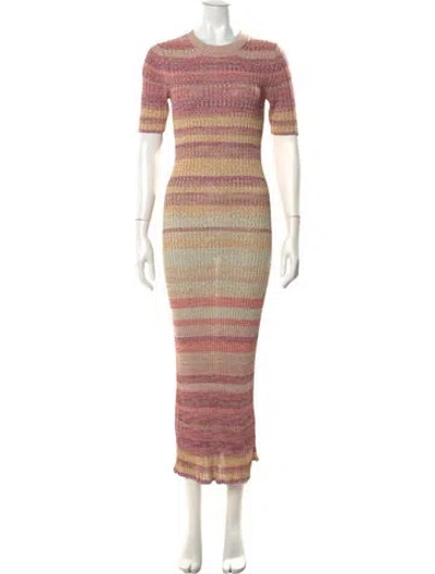 Pre-owned Zimmermann Striped Long Dress In Pink