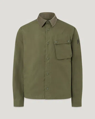 Belstaff Ground Corduroy-collar Cotton Jacket In Green