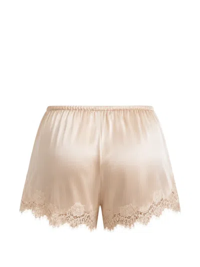 Doen Iona Lace-trimmed Silk-satin Shorts In Neutral