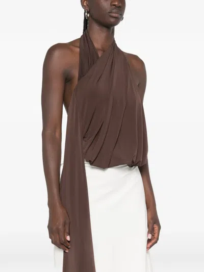 Coperni Draped Top In Brown