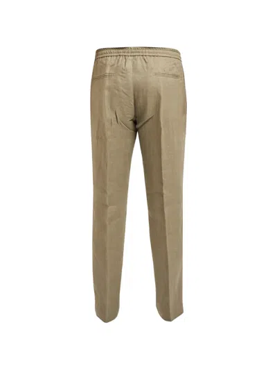 Michael Coal Drawstring Linen Trousers In Neutral
