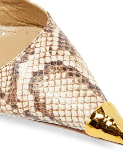 Pre-owned Roberto Cavalli Vintage Python-embossed Leather Pumps In Neutral